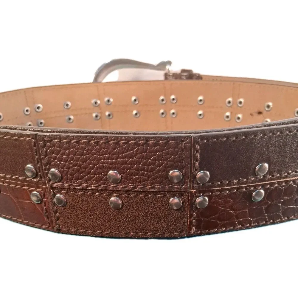 Michael Kors Faux Crocodile & Snake Leather Embossed Patchwork Belt Size L